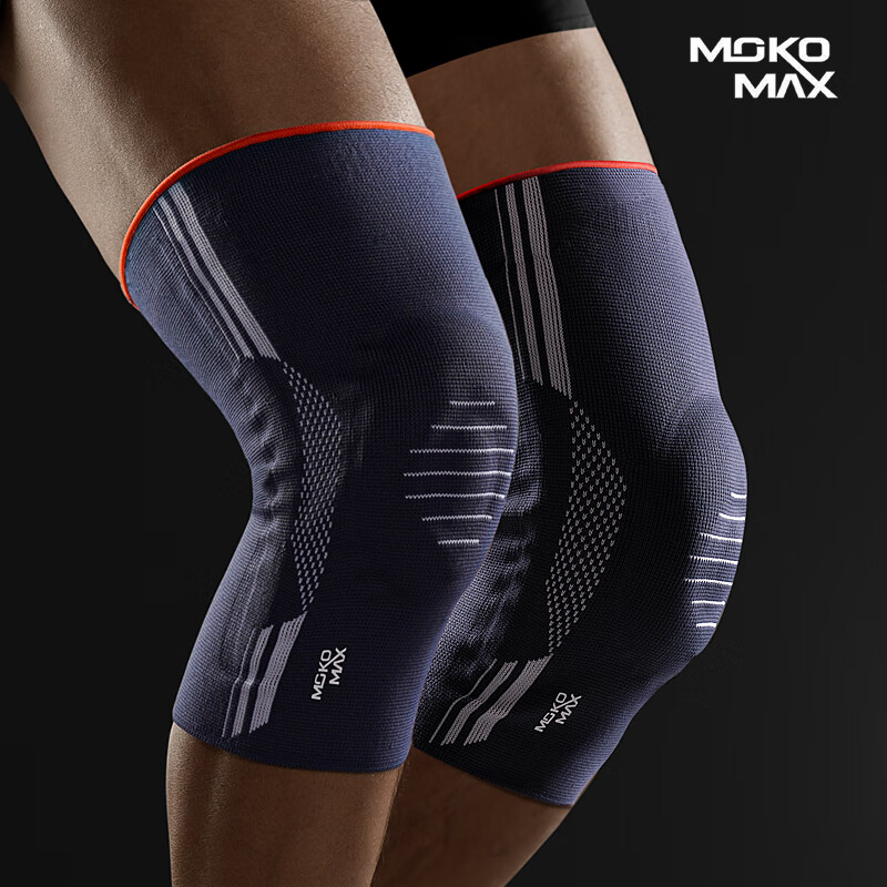 MOKO MAX意大利运动护膝跑步羽毛球弹簧支撑护腿男女缓震膝部护具 一对装 S码（大腿围37-47cm）