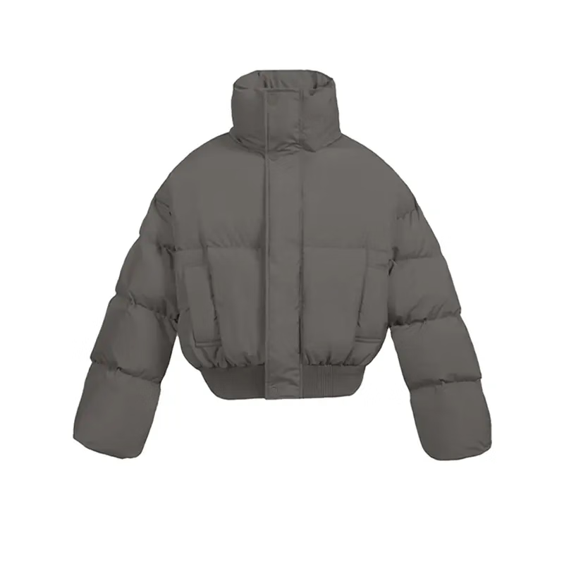 “轻暖”短款收腰保暖肯豆风美拉德立领短款男女秋冬美式潮棉 深灰色 S (155-162cm)