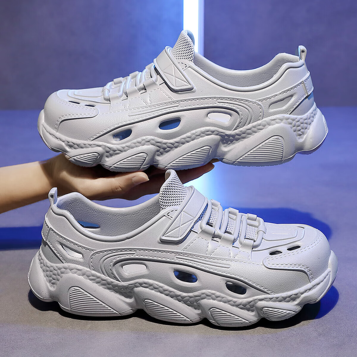 FZT洞洞鞋女2025新款夏季户外穿溯溪防滑踩屎感增高老爹鞋凉拖鞋女士 灰色【简约】 35 正码