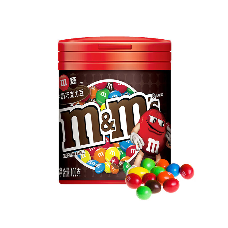 M&amp;M'Smm豆牛奶花生巧克力豆脆芯豆120g/瓶4罐儿童零食糖果节日礼物 mms罐装牛奶100g*1