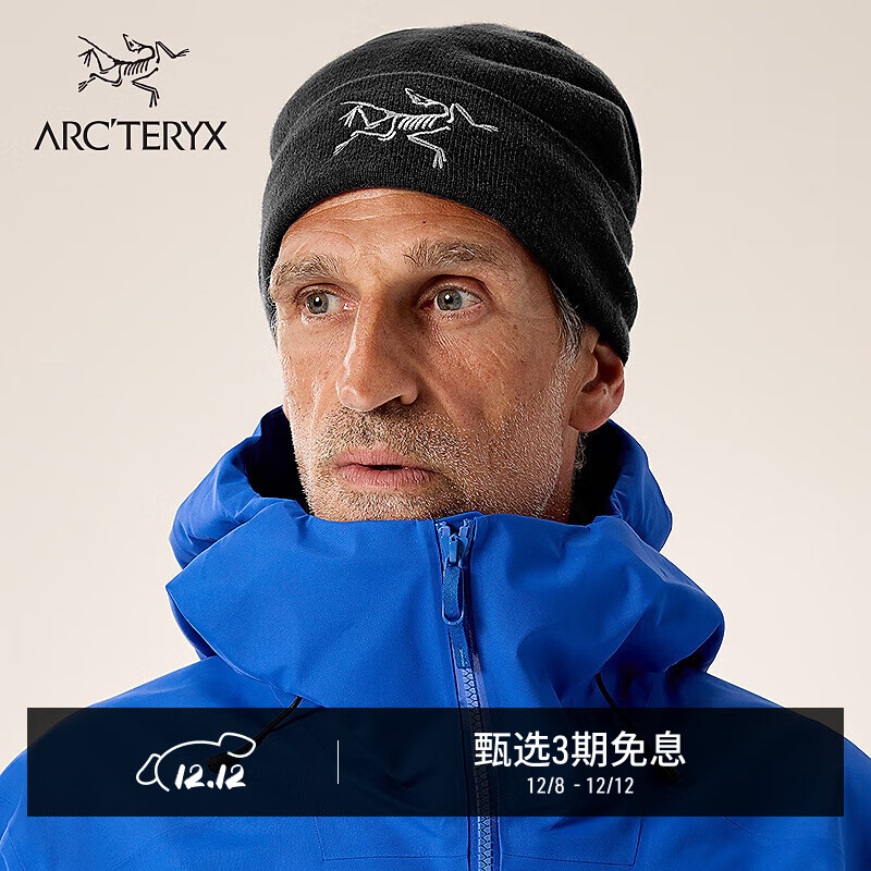 ARC&#039;TERYX始祖鸟 EMBROIDERED BIRD TOQUE 男女同款 绒线帽 BLACK/黑色 均码