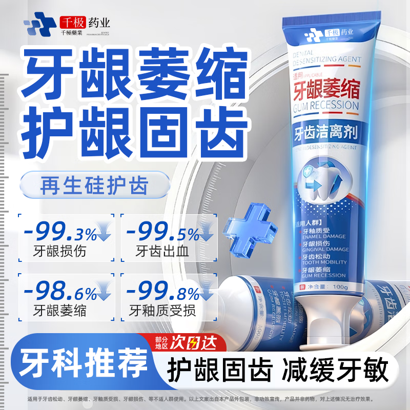 千极药业香港牙龈I萎缩专用重度修复再生硅牙膏牙周防I蛀护龈固齿炎牙膏