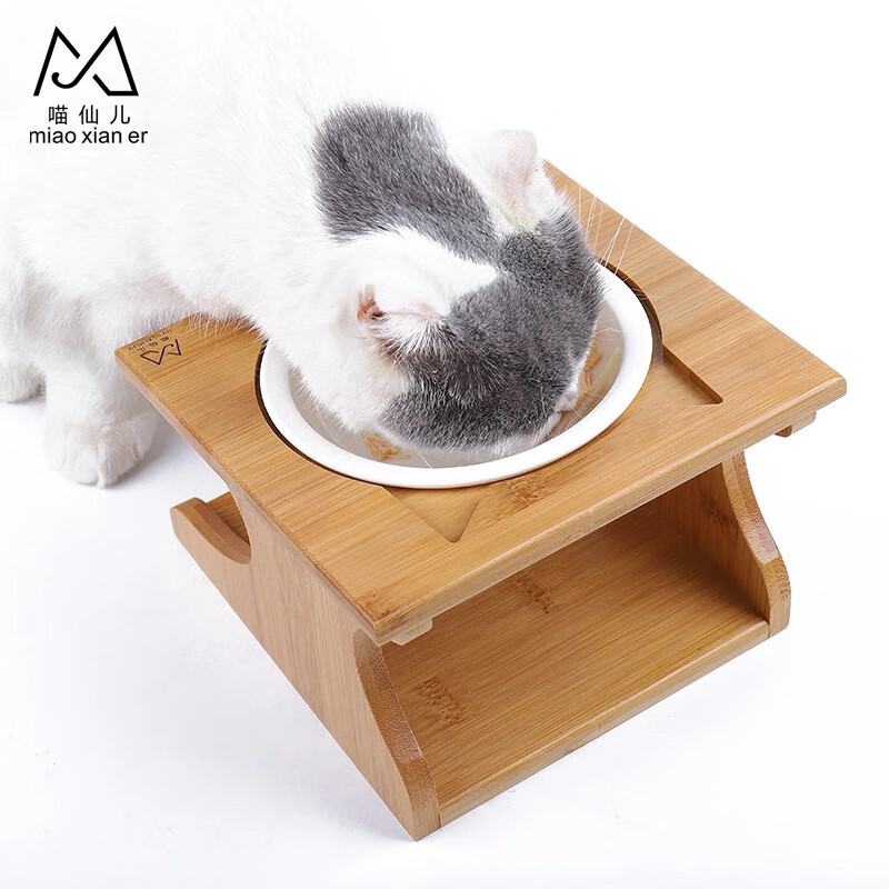 喵仙兒寵物木質(zhì)餐桌寵物碗貓碗貓餐桌貓用品瓷碗寵物用品