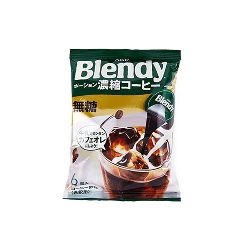 日本进口冲饮AGFblendy浓缩液体胶囊咖啡108g速溶网红拿铁冰咖啡 [6枚入]agf胶囊咖啡绿(无蔗糖)6
