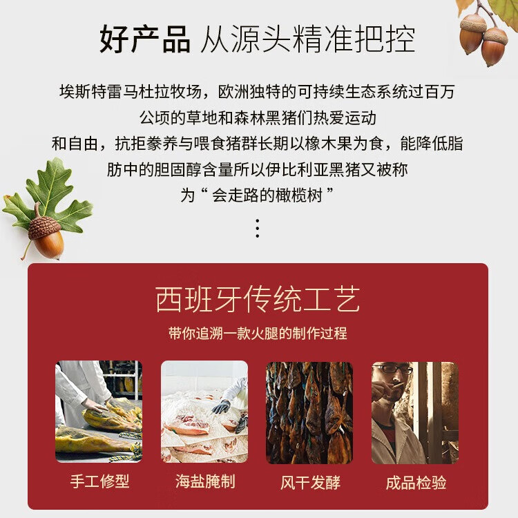 BLUELABEL西班牙火腿伊比利亚黑猪进口全橡果黑标绿标后腿切片生吃开袋即食 黑标-伊比利亚全橡果后腿50g