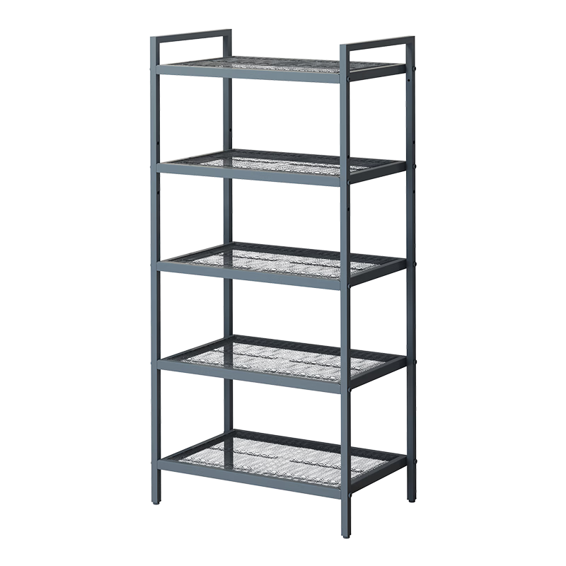 京东京造厨房置物架网格落地储物家用零食杂物货架客厅收纳架五层青灰色