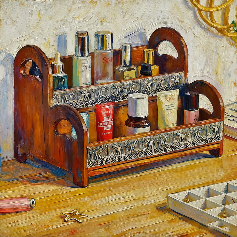 尔思家卫生间置物架洗手台化妆品收纳盒桌面双层大容量洗漱用品整理神器 白色-双层