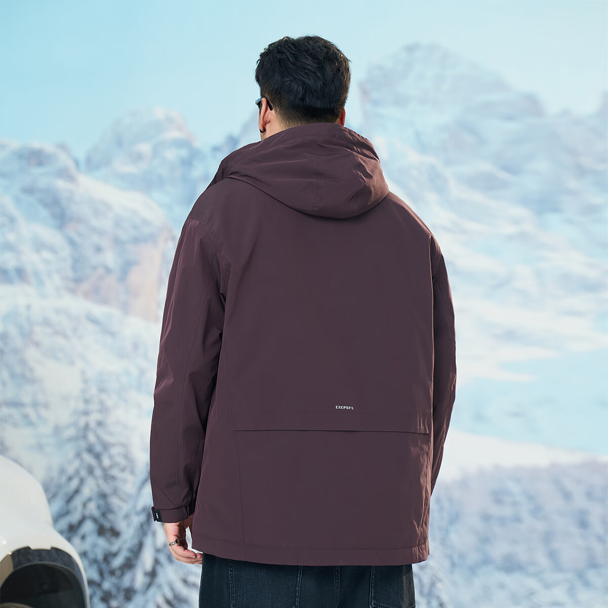 黑劲大码男装连帽棉衣2025年冬季新款防风夹棉保暖棉服胖子男外套 紫色 6XL 260-280斤