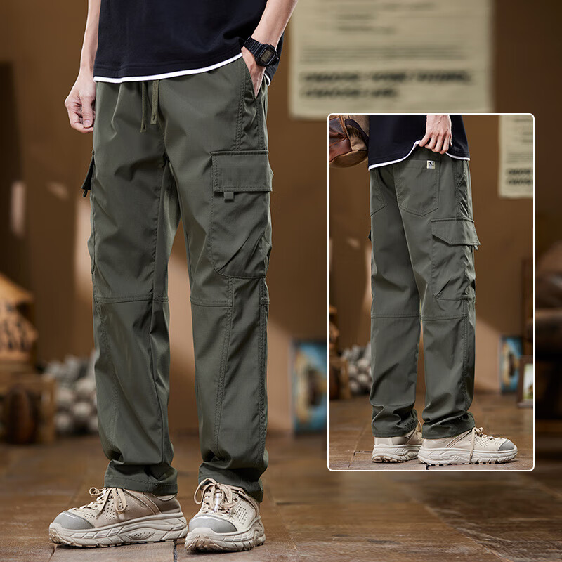 柯诗曼秋冬加绒加厚美式工装裤男款宽松直筒百搭裤子户外潮流耐磨休闲裤 【加绒款】黑色 3XL 推荐145-165斤