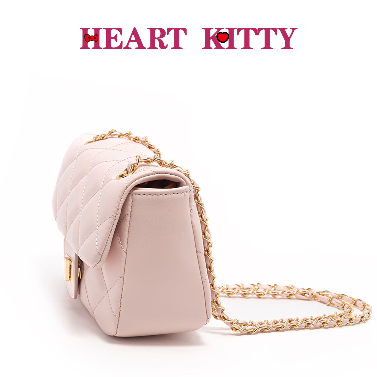 HEART KITTY高颜值菱格小香风链条包高级感气质百搭通勤单肩斜挎包生日礼物包 6607粉色