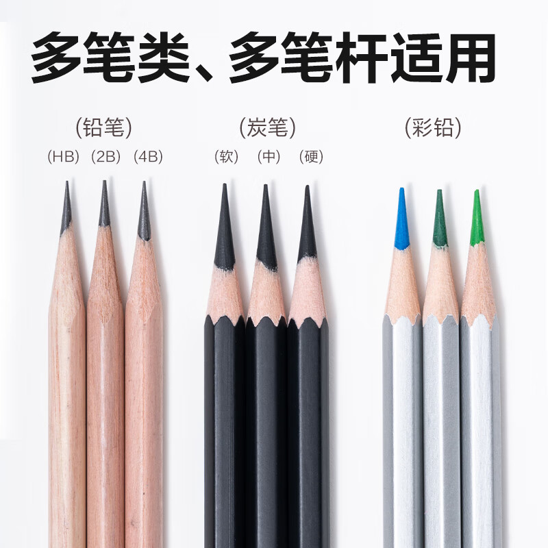 得力素描削笔器美术削笔机速写自动进笔炭笔软铅七档可调卷笔刀学生适用美术生专用铅笔刀手摇转笔刀 【美术帮手】三档可调-透明黑