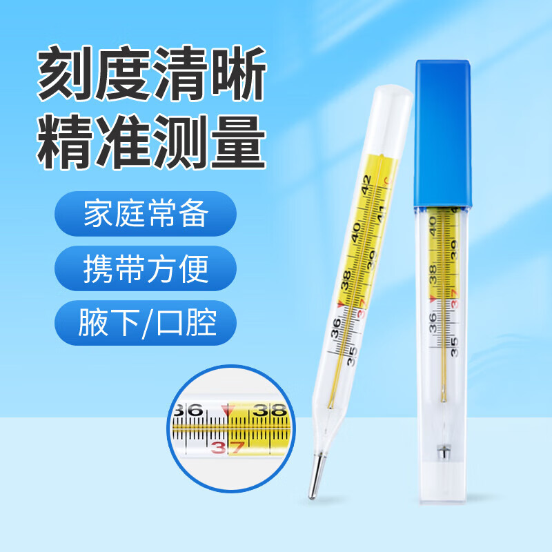 海氏海诺体温计婴儿电子耳温枪高精度家用体温枪便携温度计 水银大刻度体温计1支