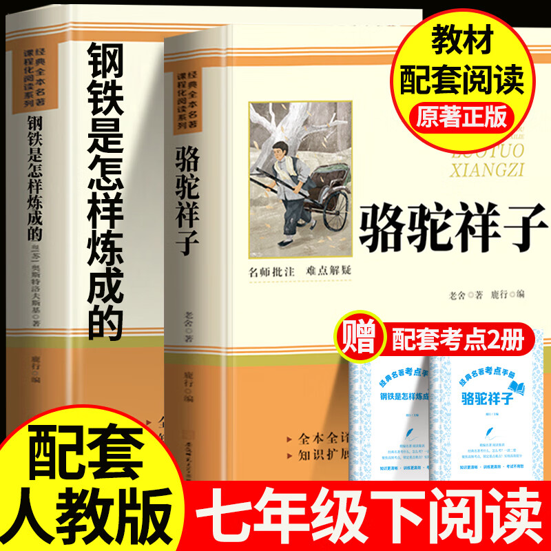 钢铁是怎样炼成的骆驼祥子七年级必读正版原著初中生初一下册必读课外书完整版无删减配套人教版人民教育出版社钢铁是怎样练成的 【配套人教版】骆驼祥子+钢铁  赠配套手册 京东折扣/优惠券