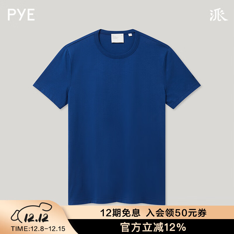 PYE派X国家宝藏联名款 夏季男士圆领平纹T恤衫 五星出东方利中国 靛蓝色 L