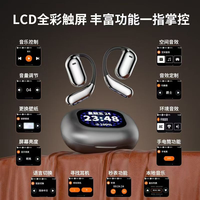 炽垚【柏林之声 | 触屏顶配】Ai同声传译翻译蓝牙耳机挂耳式超长续航降噪148语种互译翻译机出国礼物 银白色【定向传音 | 云感佩戴】 翻译版 【同声传译 | 148语种互译】