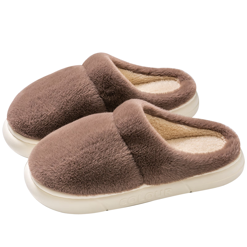 酷趣Coqui 時(shí)尚舒適毛絨加厚保暖棉拖鞋冬男款 深灰42-43 CQ8253