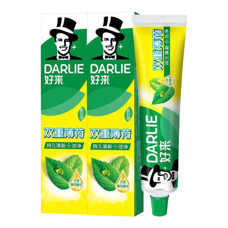 ���ڲ�����������DARLIE�����¿�������˫�ر�������ȥ�ڳ����ƹ�����ζ��ǻ���׻���225g ˫�ر���225g*2֧ 19.6Ԫ