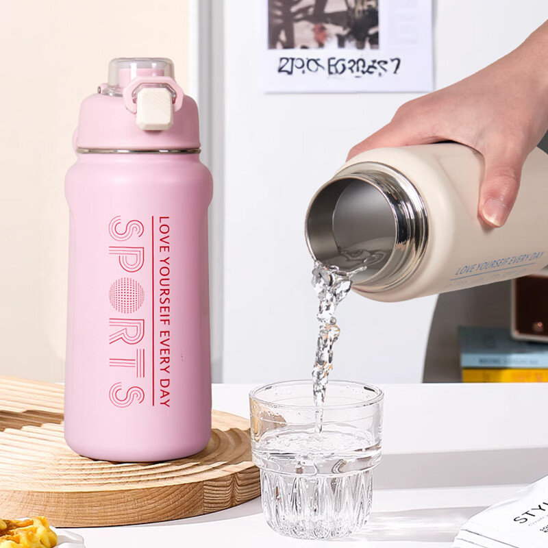 乔纳斯保温杯男士大容量杯子316不锈钢便携带吸管大肚学生运动保冷水壶 磨砂黑保温壶【弹跳吸管+提手】 700ml