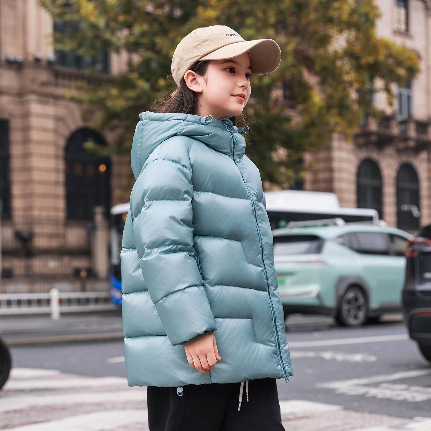 ABC KAIA正品白鹅绒儿童羽绒服男童女童加厚中大童2025新款连帽保暖外套潮 蓝色(女童) 160 建议90-105斤