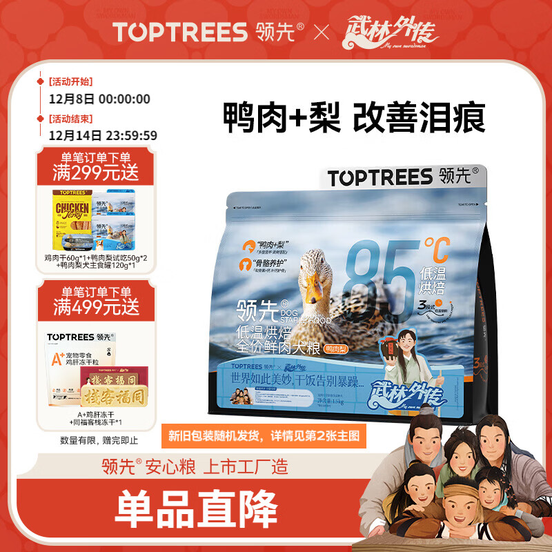 领先鸭肉梨低温烘焙狗粮清火配方成幼犬无谷犬粮泰迪比熊柯基1.5kg