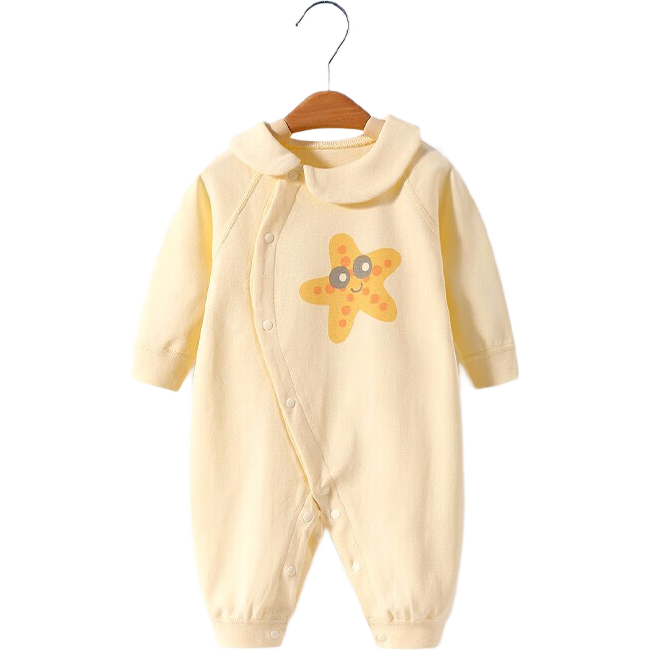 舒贝怡婴儿衣服春秋季新生儿连体衣女宝宝爬服睡衣男小童春季外出服 海洋偏开-黄色 80cm (12-18个月)