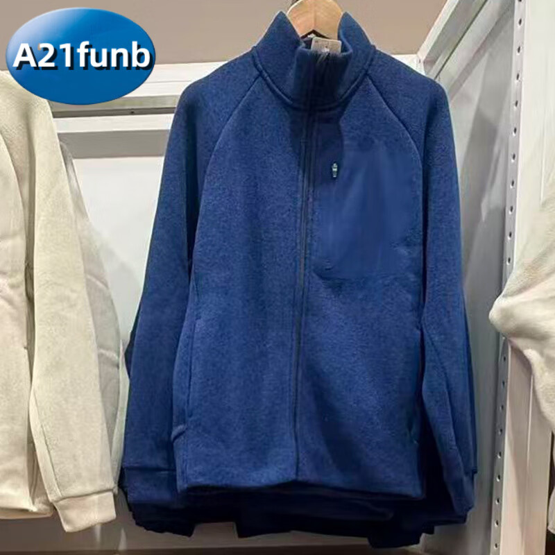 A 21 FUNB男装女装针织摇粒绒拉链茄克/长袖外套立领夹克25秋冬新款 宝蓝色 M