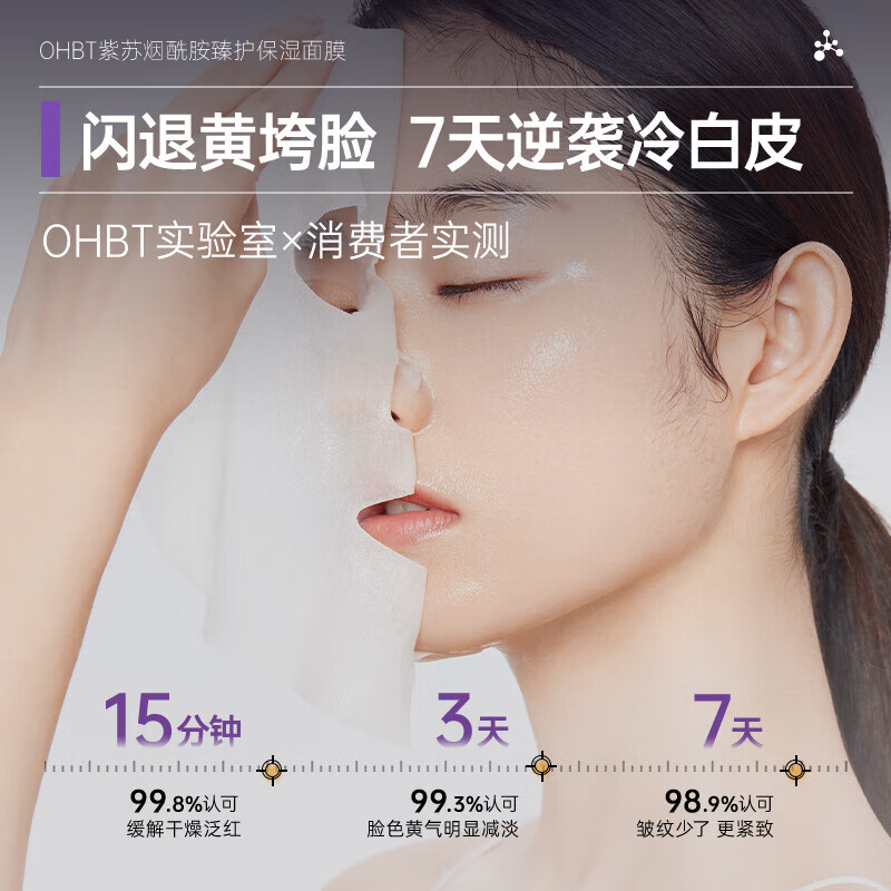 OHBT美白面膜淡斑减黄补水保湿淡化斑点舒缓呵护改善暗沉抵御黑色素 【焕亮肤色】烟酰胺面膜10片