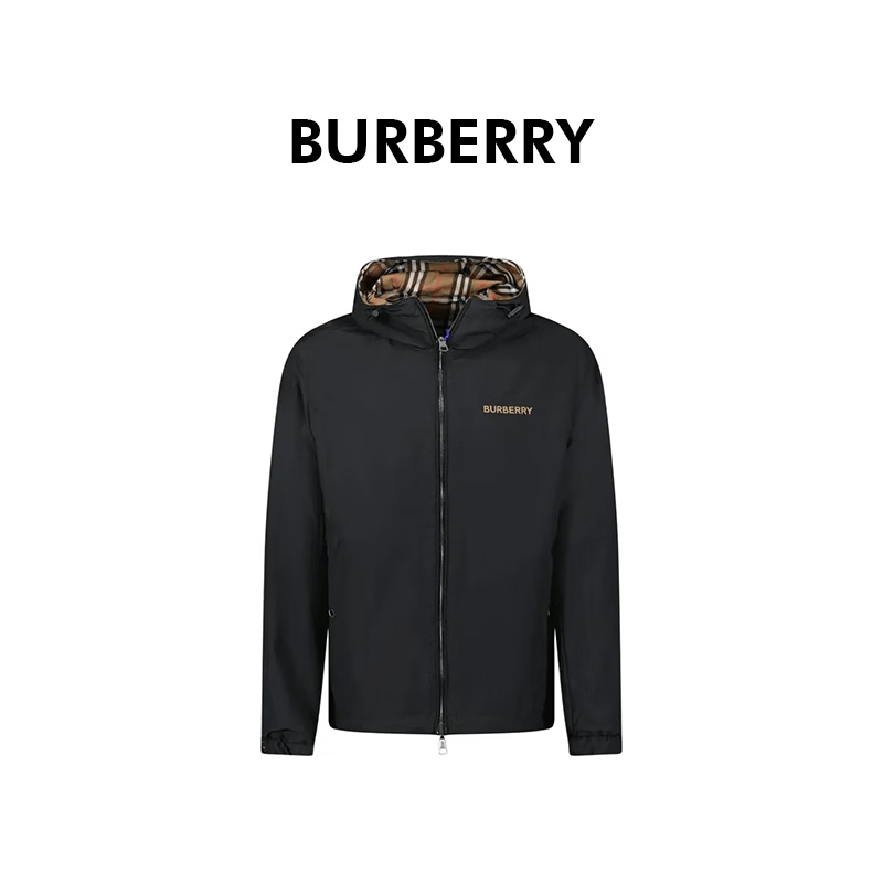 BURBERRY巴宝莉新款男士格纹双面连帽夹克81193351 L 礼物