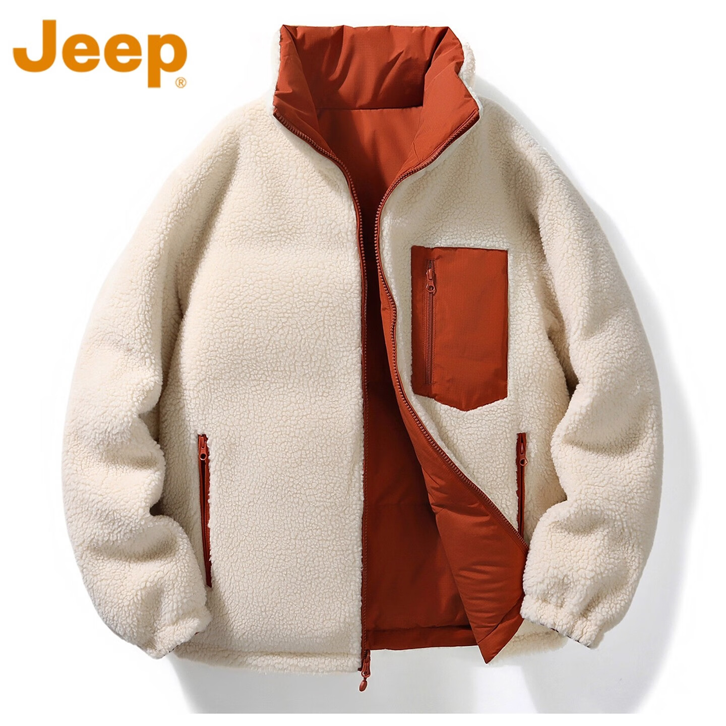 JEEP美式复古棉服男2025秋冬季加绒加厚保暖羊羔绒双面穿立领棉衣外套 耀夜紫色 【官方正品】 3XL 3XL 【建议185-200斤】