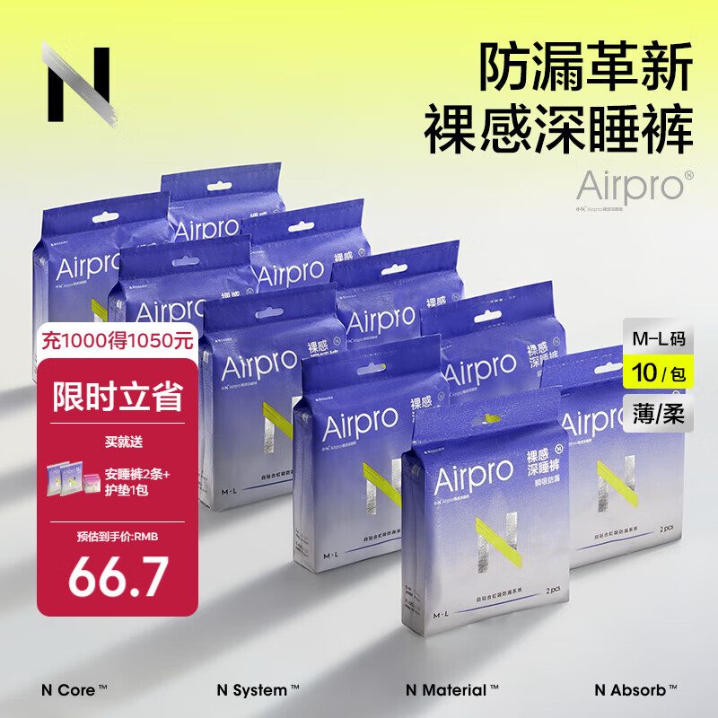 babycare安睡裤 小n安心裤卫生巾拉拉裤裸感超薄超柔日夜用经期防漏姨妈巾 M-L码 20条 100-140斤 【多囤优惠】 透气防漏