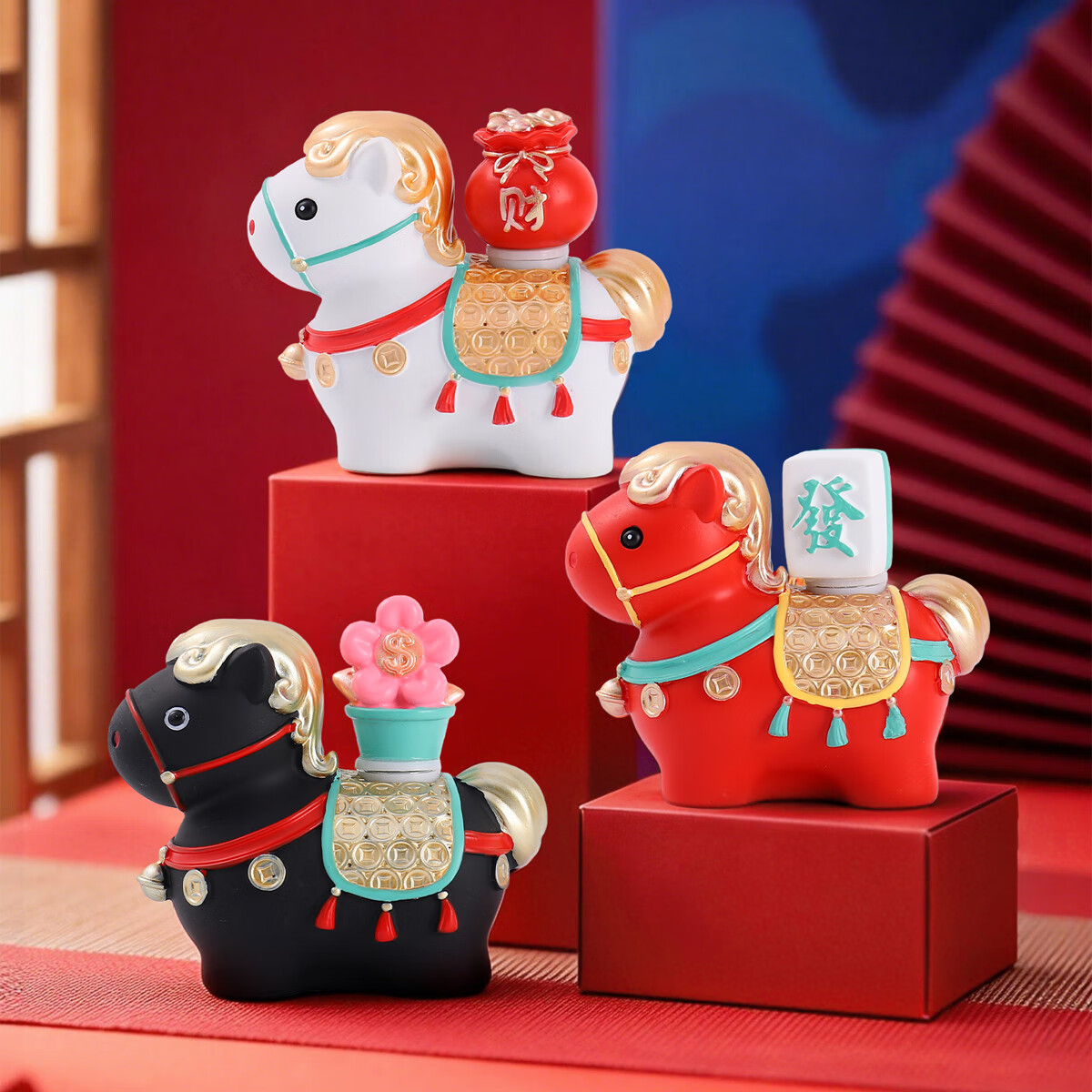兰比嘟2026马年吉祥物盲盒摆件赐福小马公仔喜庆新年礼物桌面装饰伴手礼 马上财运转赚盲盒【随机1个】