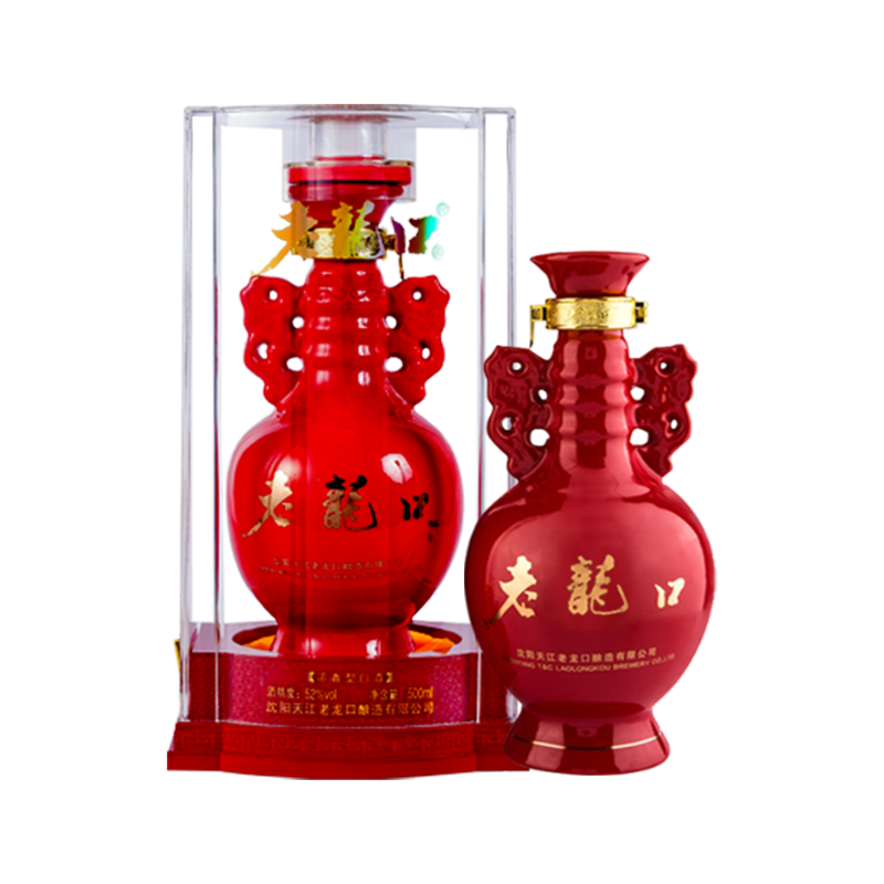 老龍口 紅寶石52度500ml 老字號濃香型白酒 高粱酒酒東北糧食酒喜酒婚宴 52度 500mL 1瓶 單瓶裝