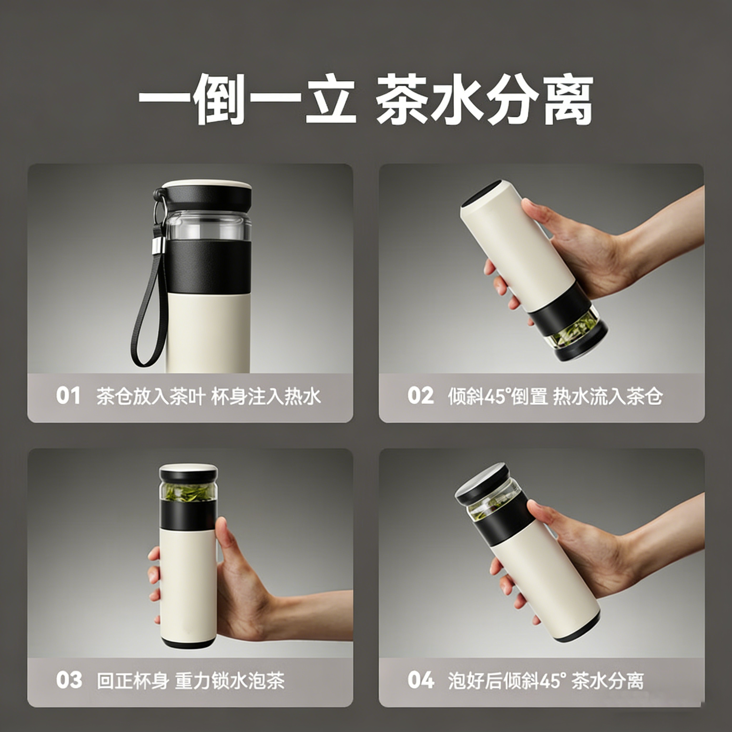 Opeodly保温杯咖啡杯保温保冷水杯居家办公便携随行男女学生杯子生日礼物 【臻选品质】商务黑450ml+礼盒包装