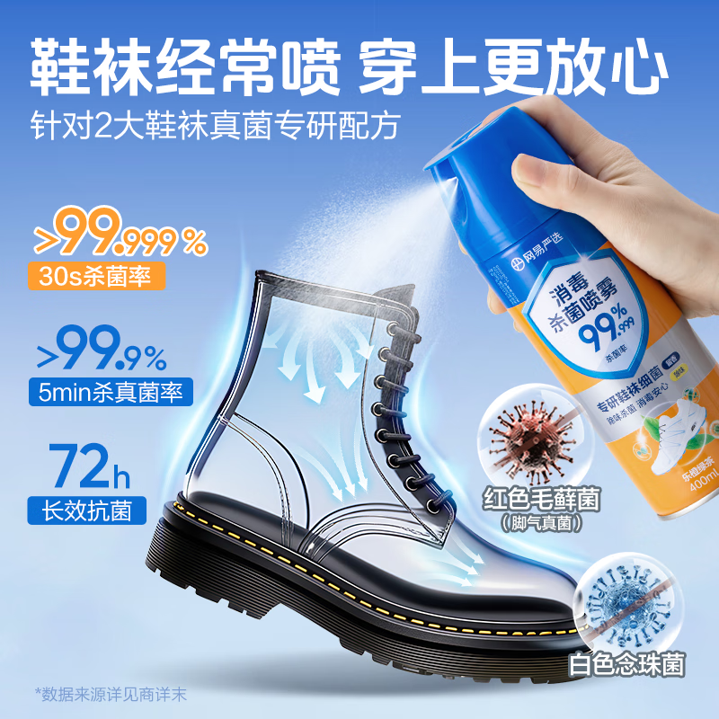 网易严选消毒喷雾400ml鞋子除臭杀菌喷雾马桶消毒厕所除味鞋柜抗菌留香 乐橙绿茶400ml1瓶