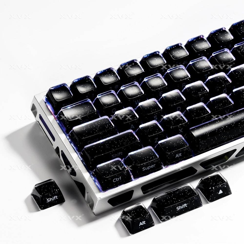 XVX水晶果冻2.0机械键盘键帽克罗心贴纸 果冻2.0【黑色闪粉】122颗