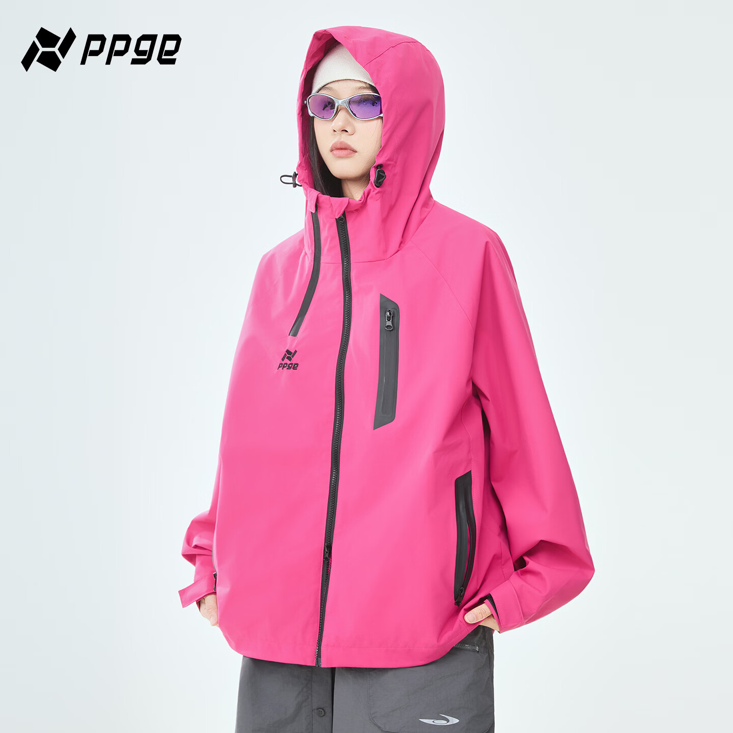 PPGE三合一冲锋夹克秋冬防风防水耐磨户外登山衣服男女同款运动外套 弗洛伊德红三合一 S
