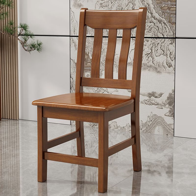 欣慕雅实木餐椅家用简约现代中式桌椅靠背椅凳子餐厅饭店餐桌椅木头椅子 胡桃色全实木整装椅子