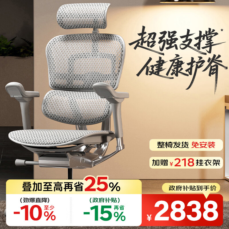 Ergonor保友金豪E2/金豪E2 Pro 高端人體工學(xué)椅 電腦椅辦公椅家用電競(jìng)椅 【金豪E2】銀白網(wǎng) 整椅發(fā)貨 送貨上門(mén)