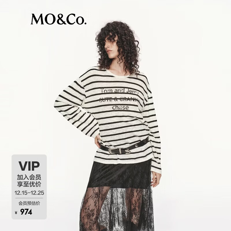 MO&amp;Co.针织衫2025秋新品猫和老鼠联名系列MBE3SWT015