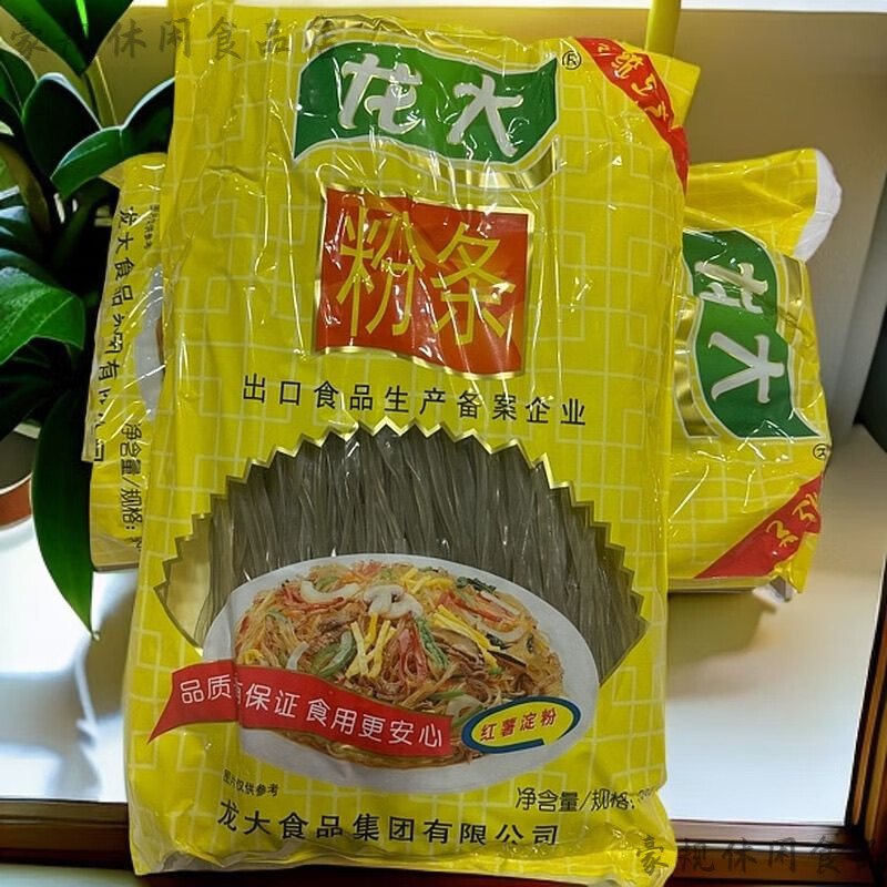 龍大紅薯粉條500g白菜豬肉燉粉條 純紅薯地瓜寬粉條圓粉條燉菜火 扁寬500g1袋