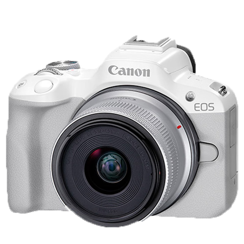 佳能（Canon）EOS R50 微单相机 r50家用旅行高清直播4K vlog视频小巧便携相机 EOS R50白套机 （RF-S18-45镜头）