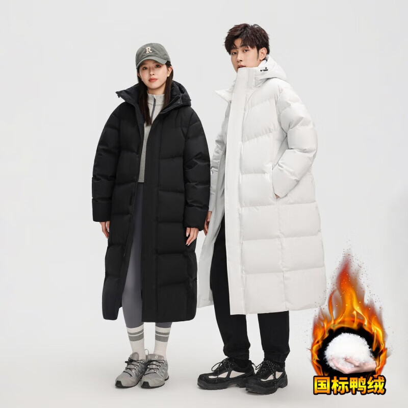 国际标准羽绒服服男女情侣户外运动高品质加厚保暖连帽外套 沙粒灰 XL