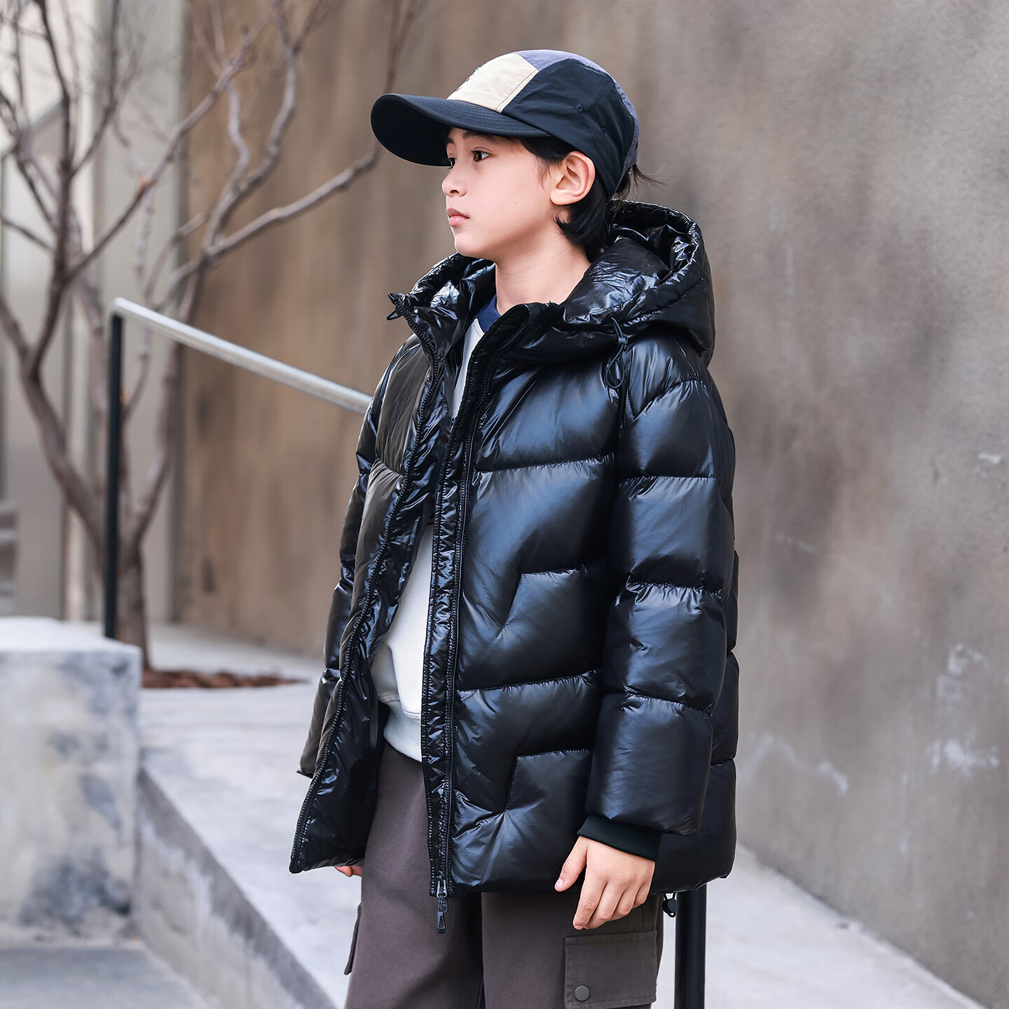 ABC KAIA正品白鹅绒儿童羽绒服男童女童加厚中大童2025新款连帽保暖外套潮 黑色(男女通穿) 160 建议90-105斤