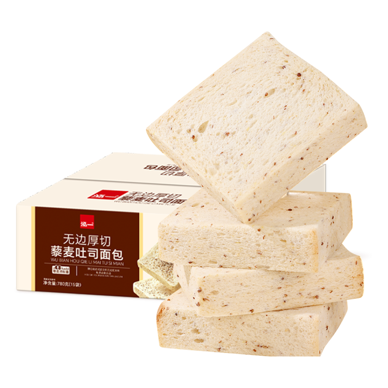 泓一藜麦无边吐司面包 营养早餐手撕吐司粗粮代餐饱腹休闲零食420g