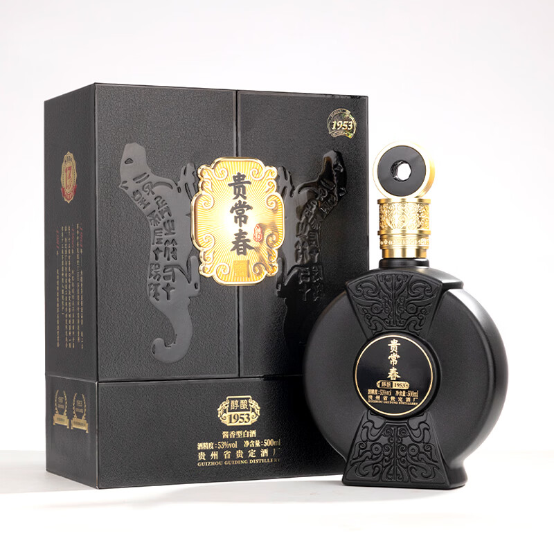 贵常春醇酿1953 贵常春1953 白酒53度酱香型纯粮食酒坤沙大曲贵长春 53%vol 500mL 1瓶 黑色包装
