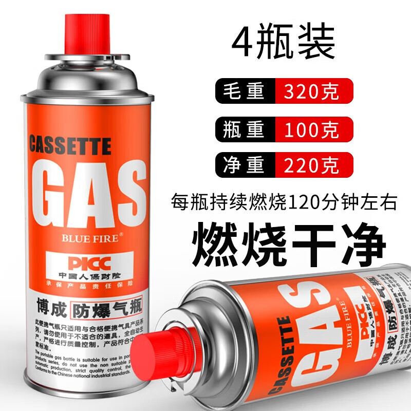 知識點卡式爐氣罐戶外通用套裝收納包噴頭汽瓶小煤氣 【博成】4瓶 X(220g瓶)(氣)