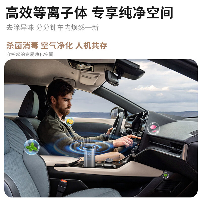 S神光科技车载便携式等离子体净化消毒器新车内避免感冒交叉感染杀过敏原菌去清除除烟酒尿异味甲醛 鎏金灰：轻奢舱内美学，百万级呼吸SPA