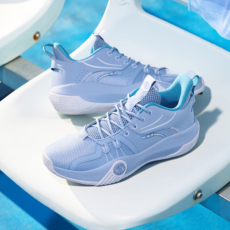 361°篮球鞋男鞋AG凌空3秋冬季低帮网面透气运动训练篮球鞋 天水蓝/361度白 41