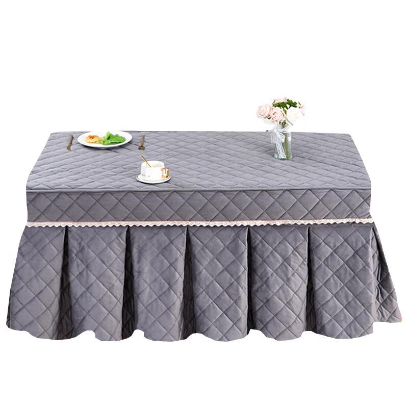 眷耐烤火罩电烤炉桌子取暖桌套长方形加绒电暖炉加厚烤火电炉茶几桌布 烟墨灰-亲肤绒揭盖款 长125*宽70*高68厘米-精准全包围