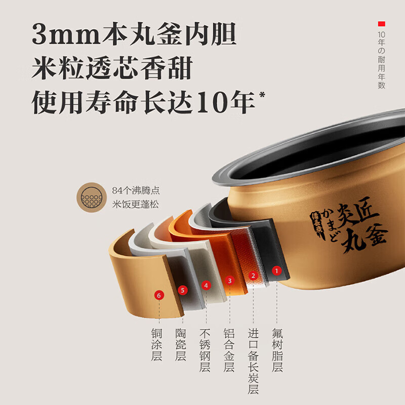 东芝【官方旗舰】小白露Pro电饭煲4-5人家用 4L真空电饭锅 IH立体加热 0涂层内胆不粘锅 小白露 双胆 4L RC-15ISUC(WY)